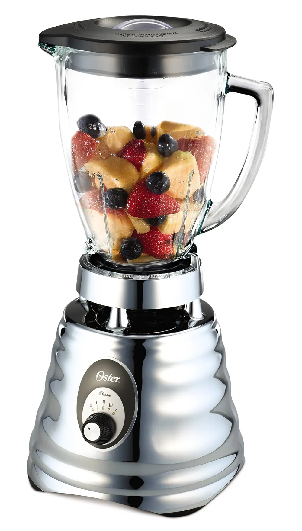 Oster Classic batidora de vaso y licuadora para batidos | 3 velocidades | 600 W | Vaso de vidrio de 1,25 l | Cuchillas de acero inoxidable [OBL245X]