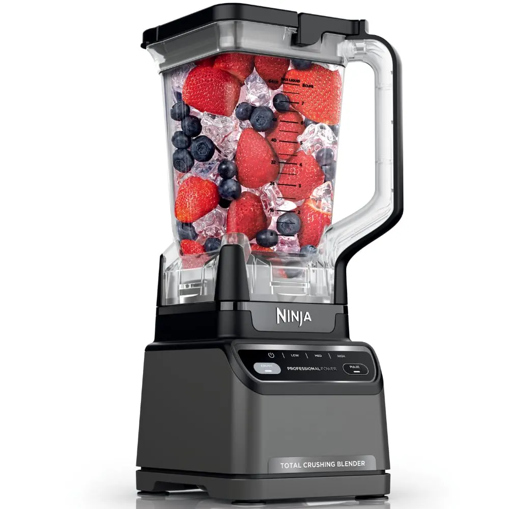 Ninja BR201AMZ - Licuadora profesional 2.0, 1200 vatios, programa Auto-iQ, cuchillas Total Crushing, 2.1 litros (72 onzas) Jarra de 4 velocidades manuales para batidos, licuados y bebidas congeladas,