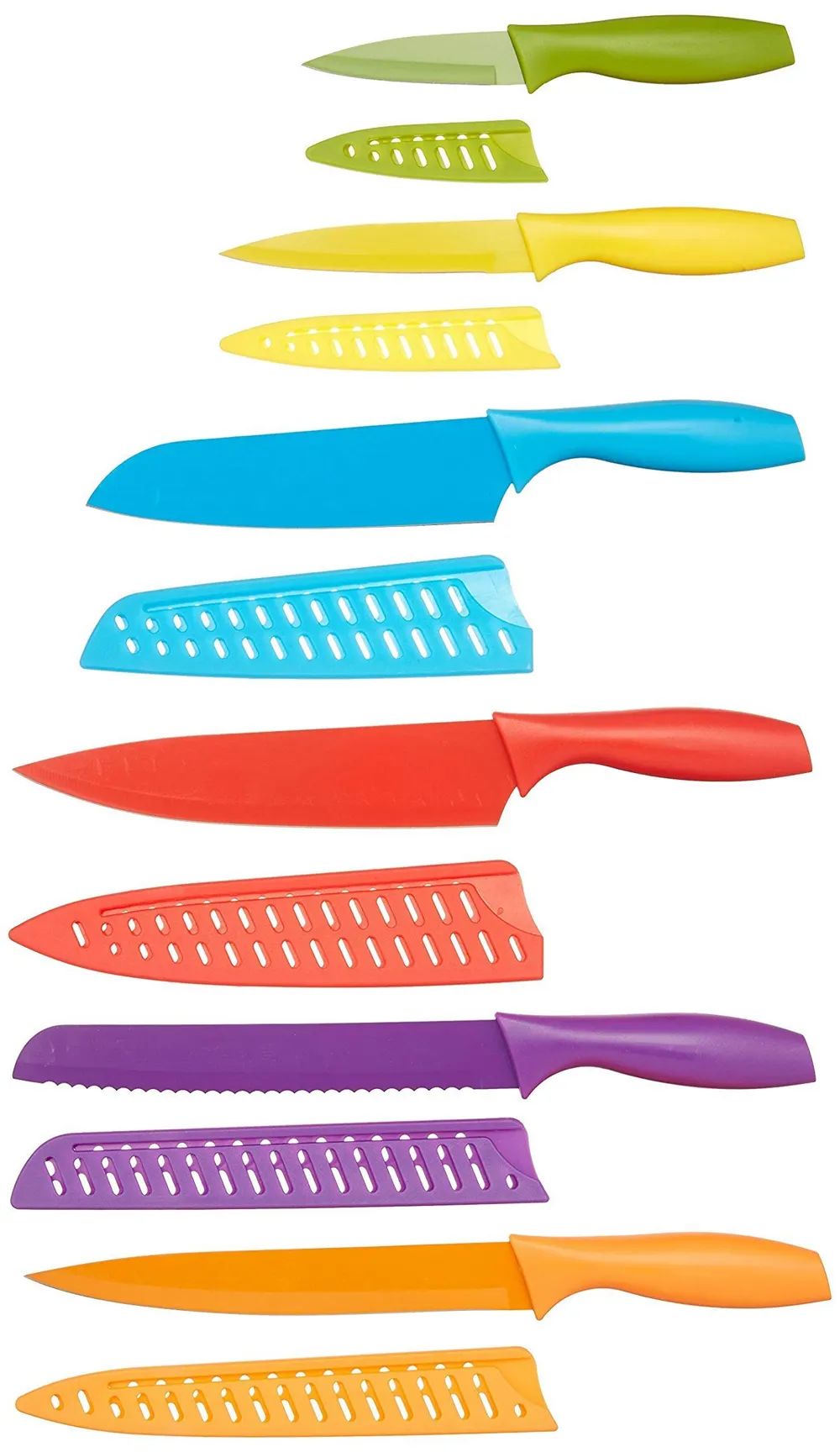 Amazon Basics Juego de Cuchillos de Colores, 12 Unidad, Surtido