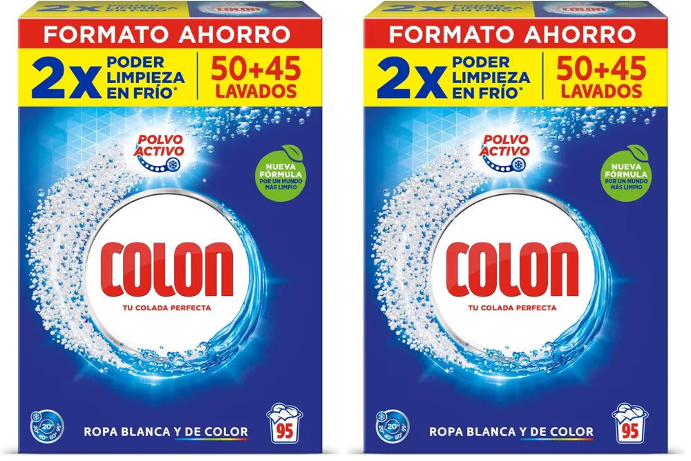 Colon Polvo Detergente para la ropa, 95 dosis, 4.75 kg (Paquete de 2)