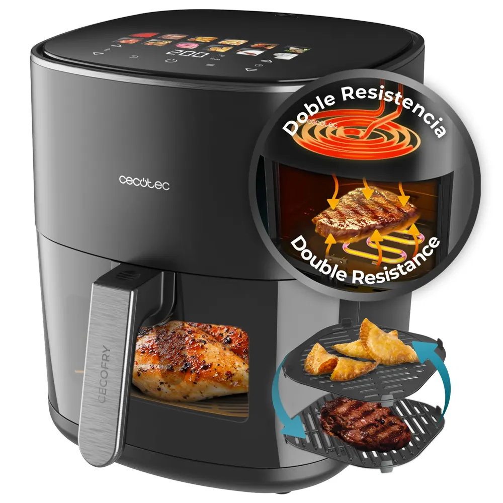 Cecotec Freidora de Aire 6,5 L Cecofry&Grill Duoheat 6500 Grill