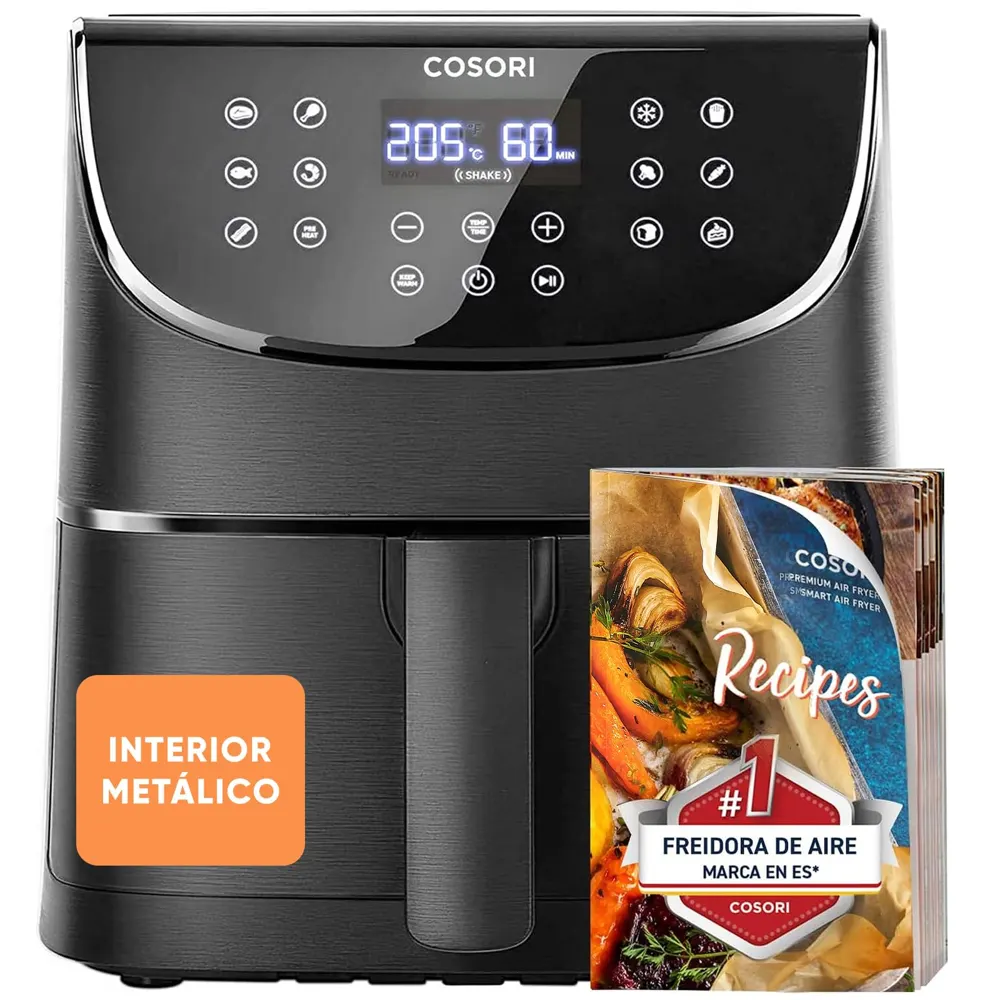 Cosori Freidora de Aire 5,7L, Interior Metálico, 11 Modos, 97% Sin Aceite