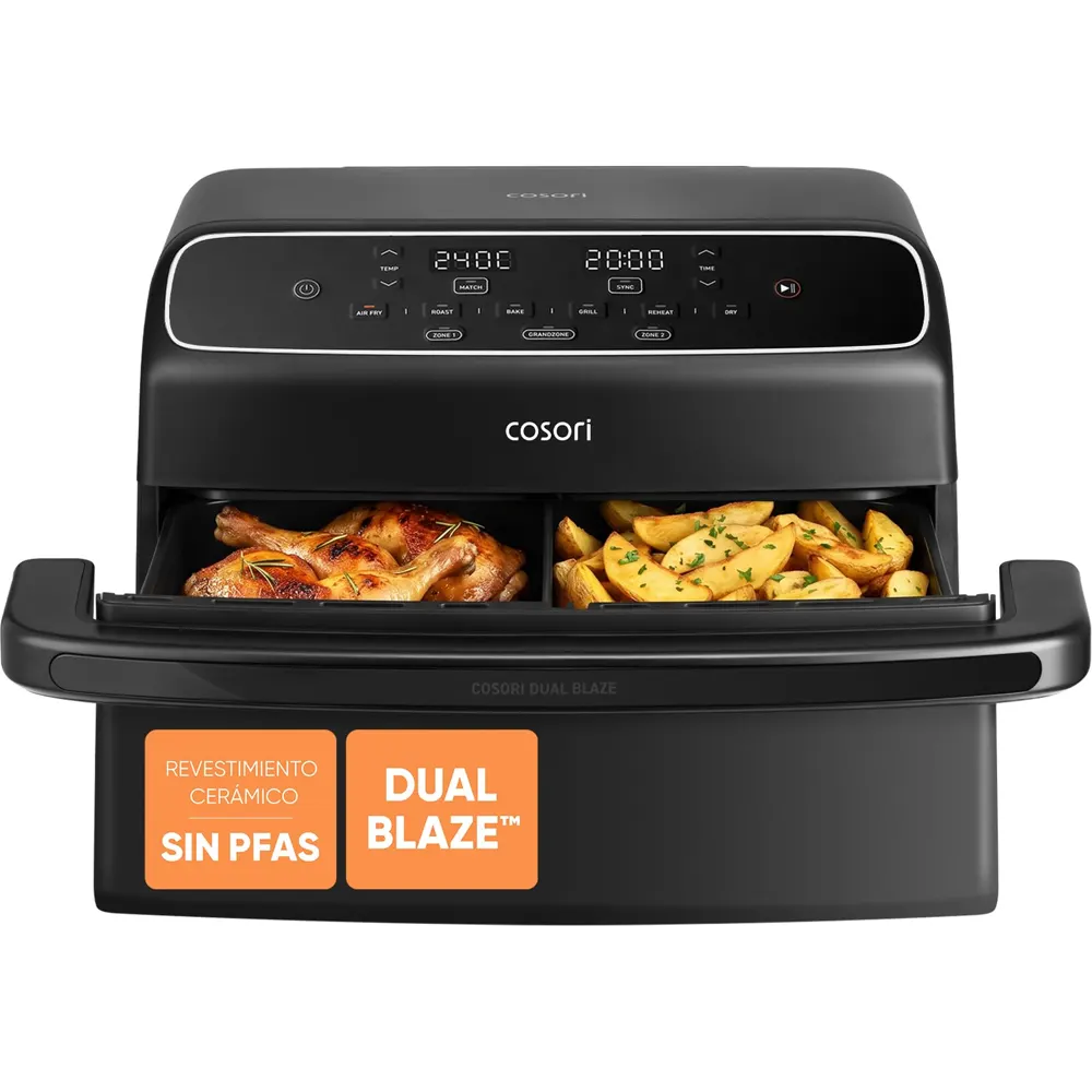 Cosori Freidora de Aire 8,6L Dual Blaze TwinFry Compact, sin PFAS ni Teflon