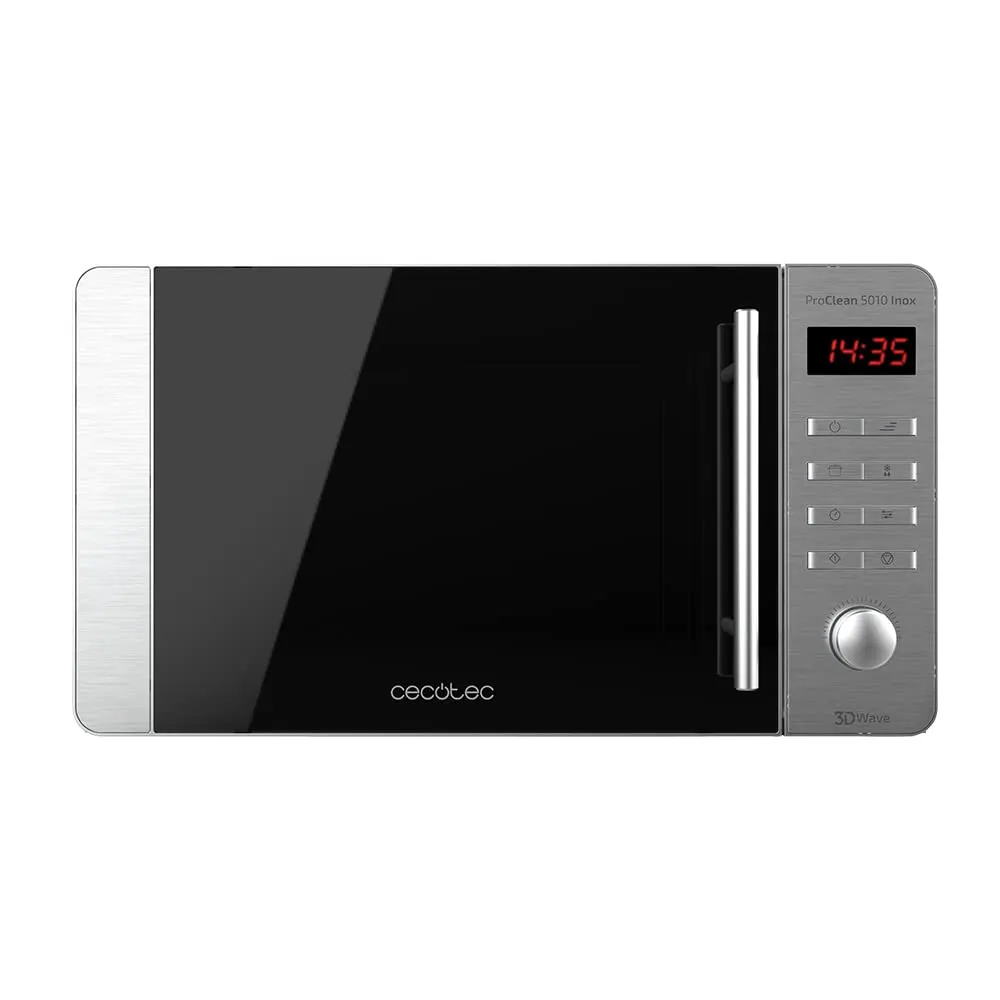 Cecotec ProClean 5010 Stainless Steel Microwave with Grill, 20 L Capacity, Ready2Clean Coating, 700 W Power, 800 W Grill, 5 Operating Levels, 8 Programs, 60 Minute Timer, LED Display