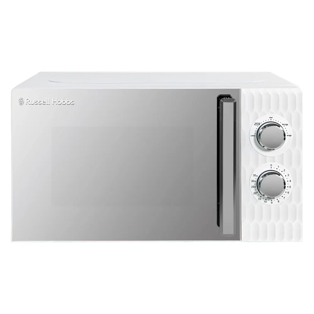 Russell Hobbs Honeycomb RHMM715 Microondas Manual Solo de 17 Litros y 700W en color blanco, con 5 Niveles de Potencia, Temporizador Integrado y Función de Descongelado.
