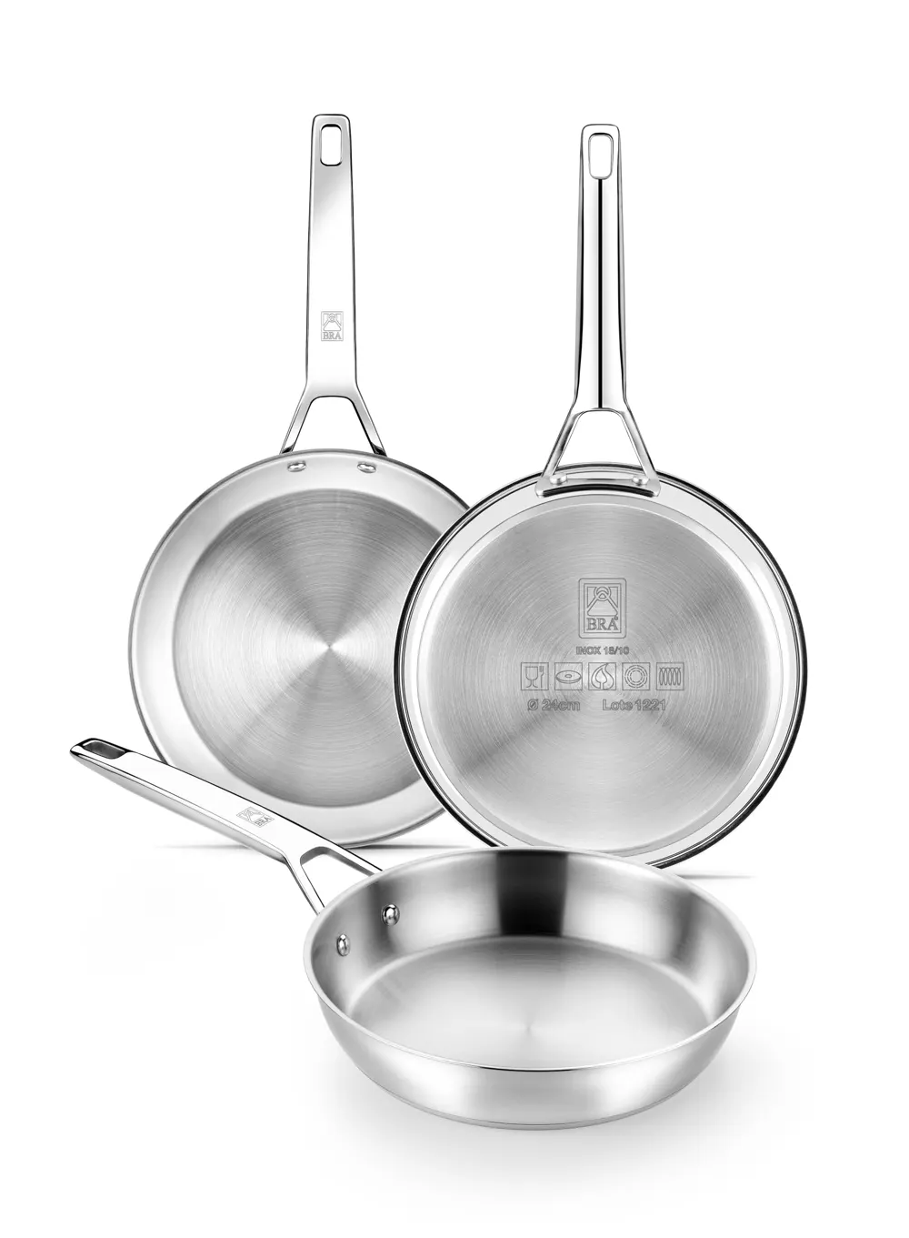 BRA Signature | Set 3 Sartenes 20-24-26 cm, Acero Inoxidable 18/10