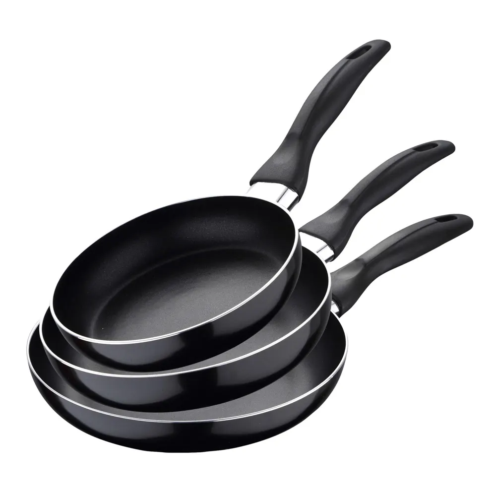 San Ignacio Set 3pc sartenes (16,20,24cm) Aluminio prensado, Apto para inducción, Navy Black, Multicolor